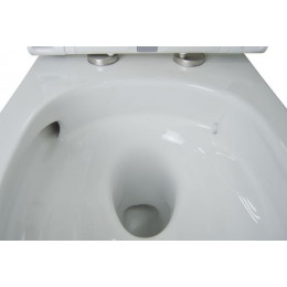 Унитаз подвесной Creo Ceramique LYon 2.0 490х360х350 безободковый, с системой смыва Tornado в комплекте с быстросъемным сиденьем микролифт (LY1100R)