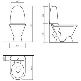 Унитаз-компакт Sanita Виктория Эконом с сиденьем стандарт (WC.CC/Victoria/1-P/WHT.G/S1)