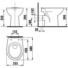 Унитаз приставной приставной Jika Zeta (2239.6.000.000.1)