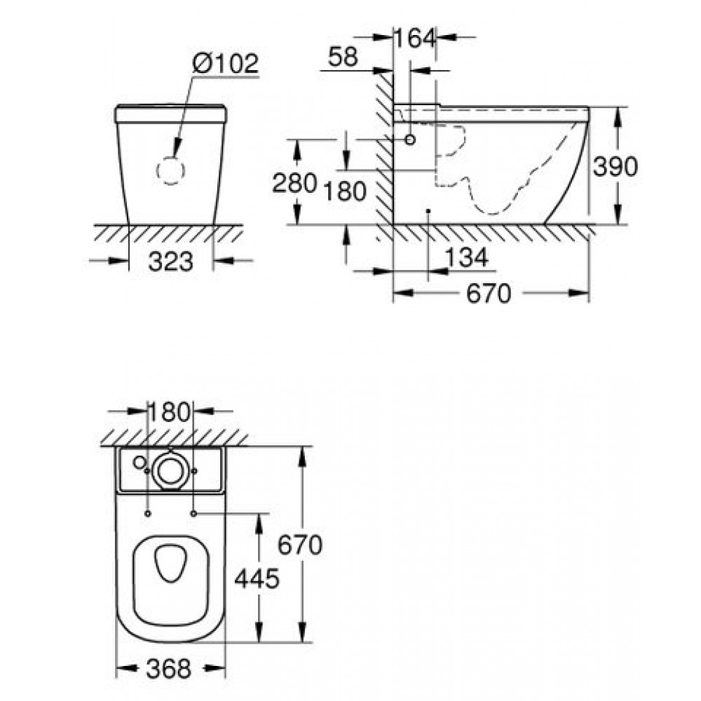 Чаша унитаза-компакт Grohe Euro Ceramic 39338000 без сиденья