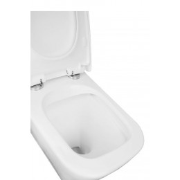 Унитаз-компакт Azario Quadro 605x340x810 напольный, безободковый с сидением микролифт и арматурой, белый (AZ-2175)