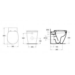 Унитаз приставной Ideal Standard CONNECT, под скрытый бачок, белый (E803401)
