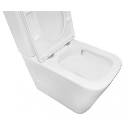 Унитаз-компакт Azario Quadro 605x340x810 напольный, смыв "Торнадо", безободковый с сидением микролифт и арматурой, белый (AZ-2175 UQ1)