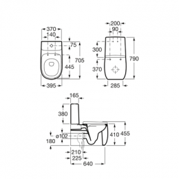 Чаша напольного унитаза Roca BEYOND Rimless с двойным выпуском с установочным комплектом