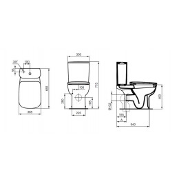 Унитаз-компакт (чаша) Ideal Standart ESEDRA напольный, короткая проекция, глубокий смыв (T282001)
