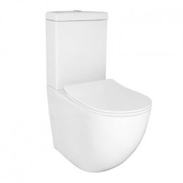 Унитаз-компакт Azario Renda 615х365х840 напольный, безободковый,  в комплекте с арматурой, сиденье микролифт, белый (AZ-8693)