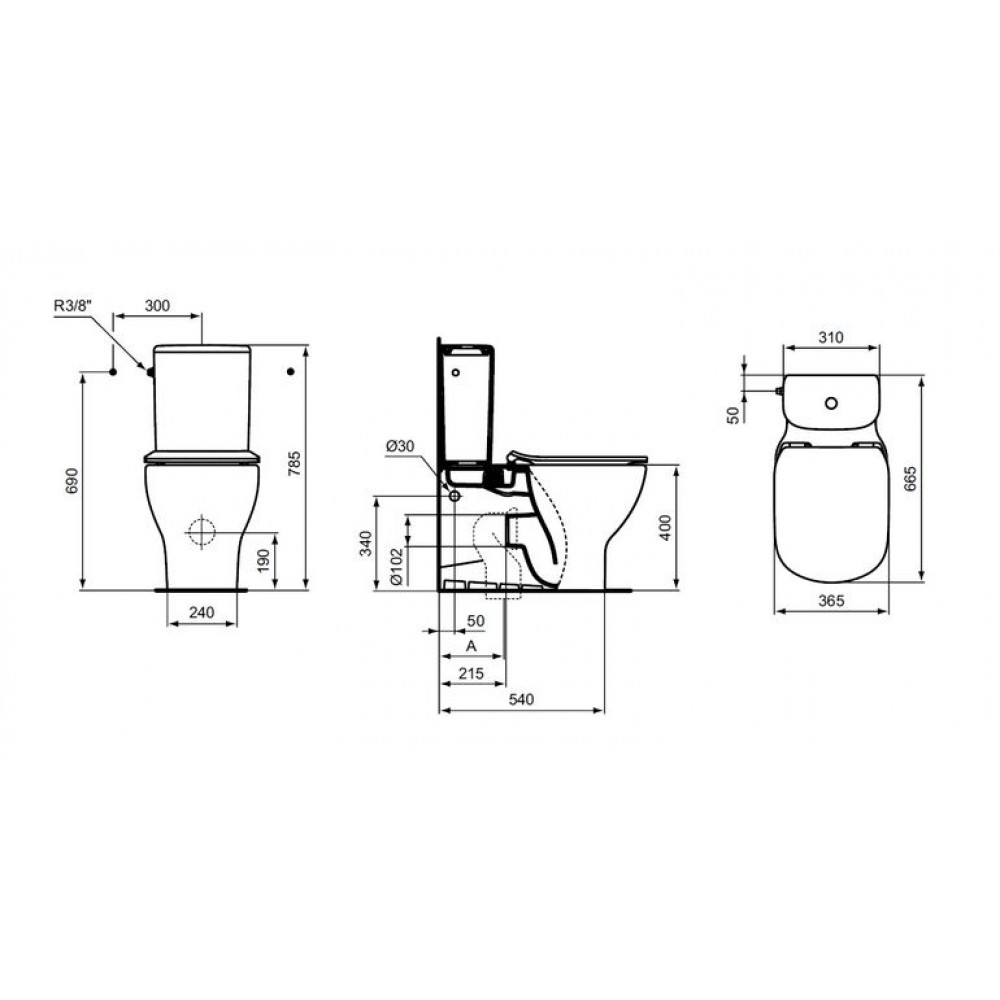 Чаша унитаза Ideal Standard Tesi напольный, без бачка, без сиденья, белый ( T008201)