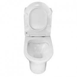 Унитаз-моноблок Azario Terni 350х670х760 напольный, безободковый, горизонтальный слив, сиденье дюропласт микролифт, цвет - белый мрамор (AZ-8618M)