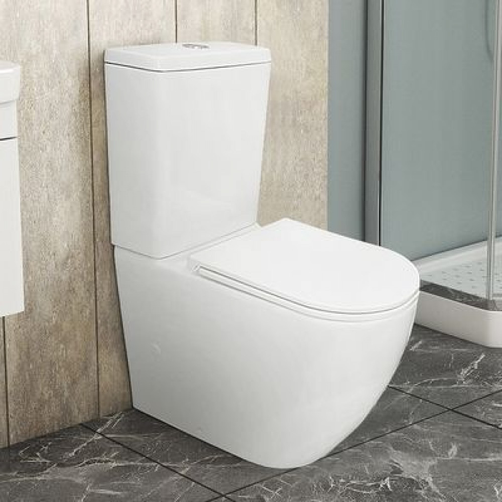 Унитаз-компакт Azario Grado 665х380х845 напольный, смыв "Торнадо", безободковый, с бачком и сидением микролифт (AZ-2141 UQ1)