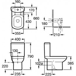 Бачок Roca DAMA SENSO, нижний подвод, двойной слив 3/6л (7.3415.1.700.0)