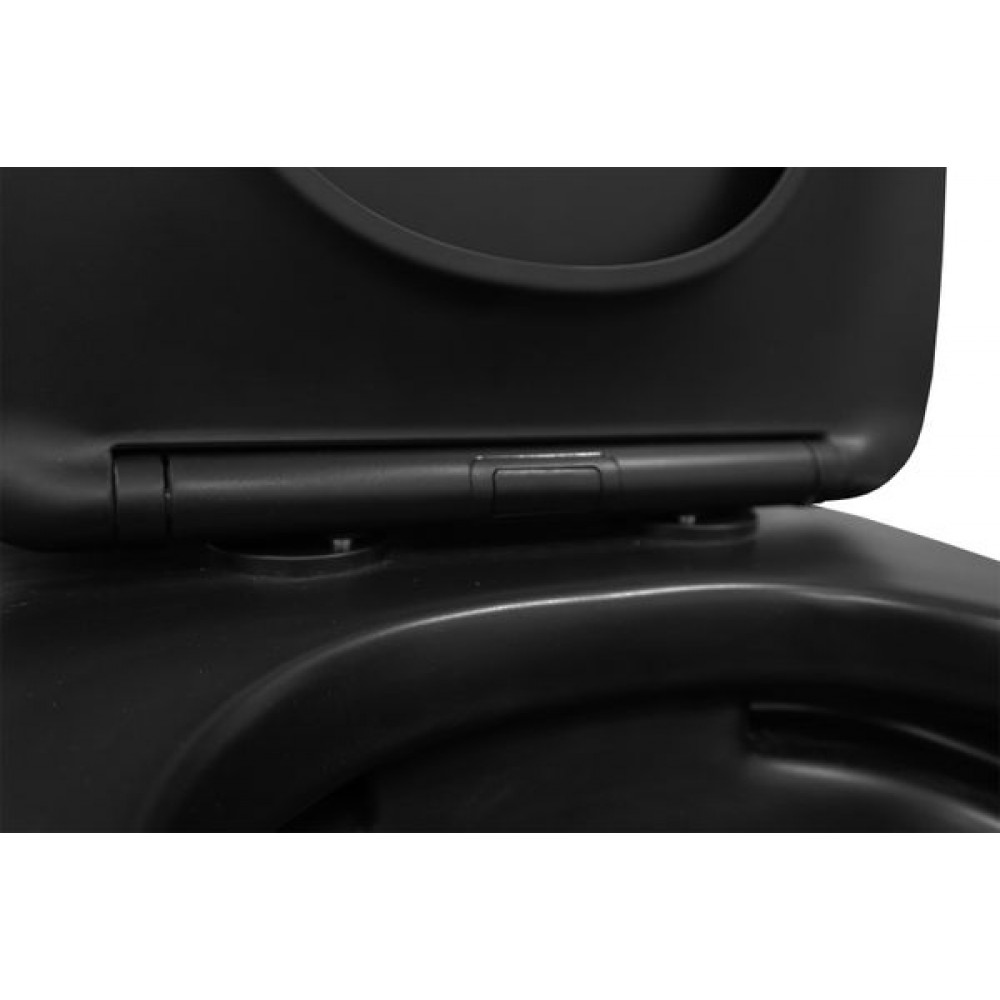 Унитаз-компакт Azario Black Queen 370х605х800 безободковый, с быстросъемным сиденьем микролифт, черный матовый (AZ-8380)
