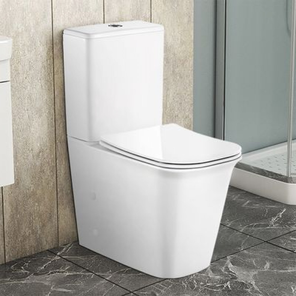 Унитаз-компакт Azario VELISE 355х625x810 напольный, безободковый в комплекте с быстросъемным сиденьем микролифт (AZ-1222A)