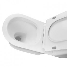 Унитаз-компакт AZARIO FRETTA ROUND 650x340x790 напольный, безободковый, в комплекте с бачком и сиденьем микролифт, сливная арматура Geberit (AZ-7121-G)