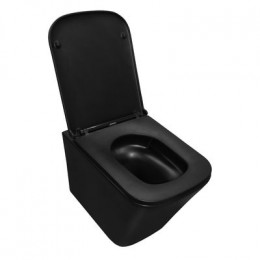 Унитаз подвесной Azario Teramo 490х345х355 безободковый, слив Торнадо, быстросъемное сиденье микролифт, черный матовый (AZ-0052-UQ1MB)