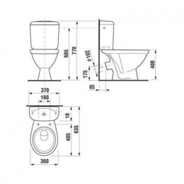 Унитаз-компакт Jika LYRA с горизонтальным выпуском (8.2423.6.000.242.9)