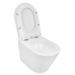 Унитаз подвесной Azario Teramo 515х355х365 безободковый, скрытое крепление, смыв "Торнадо",  в комплекте с сидением микролифт (AZ-0053-UQ3)