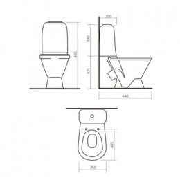 Унитаз-компакт Sanita Самарский с сиденьем и сливной арматурой, белый (WC.CC/Samarsky/2-TM/WHT.G/S1)