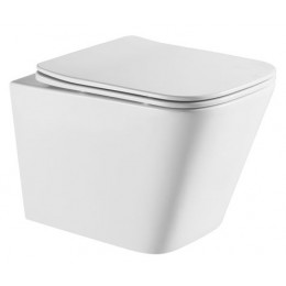 Унитаз подвесной Azario Teramo 490х355х365 безободковый, квадратный, с системой антивсплеск (Торнадо) в комплекте с сидением микролифт (AZ-0052-UQ)