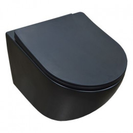 Унитаз подвесной Azario Gloria 480х370х360 безободковый, с сиденьем микролифт, чёрный матовый (AZ-2003MB)
