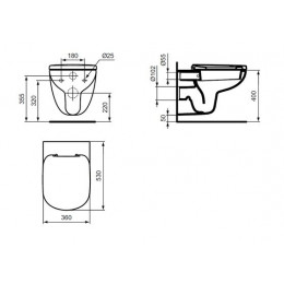 Унитаз подвесной Ideal Standard Tempo без сиденья, белый (T331101)