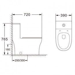 Унитаз-моноблок AZARIO SINTO 720х390х765 напольный, в комплекте с сиденьем дюропласт микролифт, белый (AZ-1098)