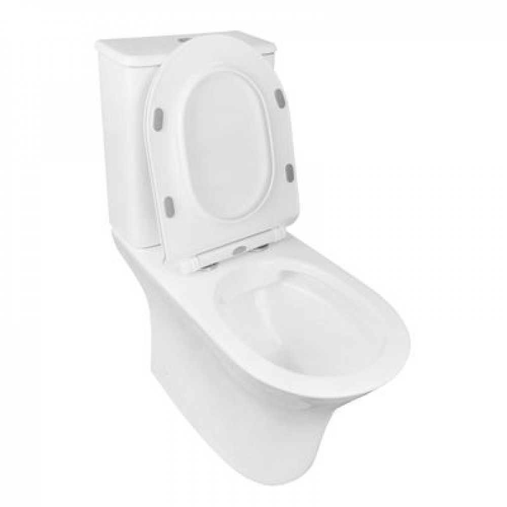 Унитаз-компакт AZARIO FRETTA ROUND 650x340x790 напольный, безободковый в комплекте с бачком и сиденьем микролифт (AZ-7121)