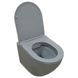 Унитаз подвесной Azario Grado 370х490х370 безободковый, с быстросъемныйм сидением микролифт, серый матовый (AZ-0046 SP MDG)