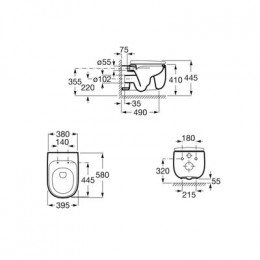 Подвесной унитаз Roca BEYOND Rimless, безободковый
