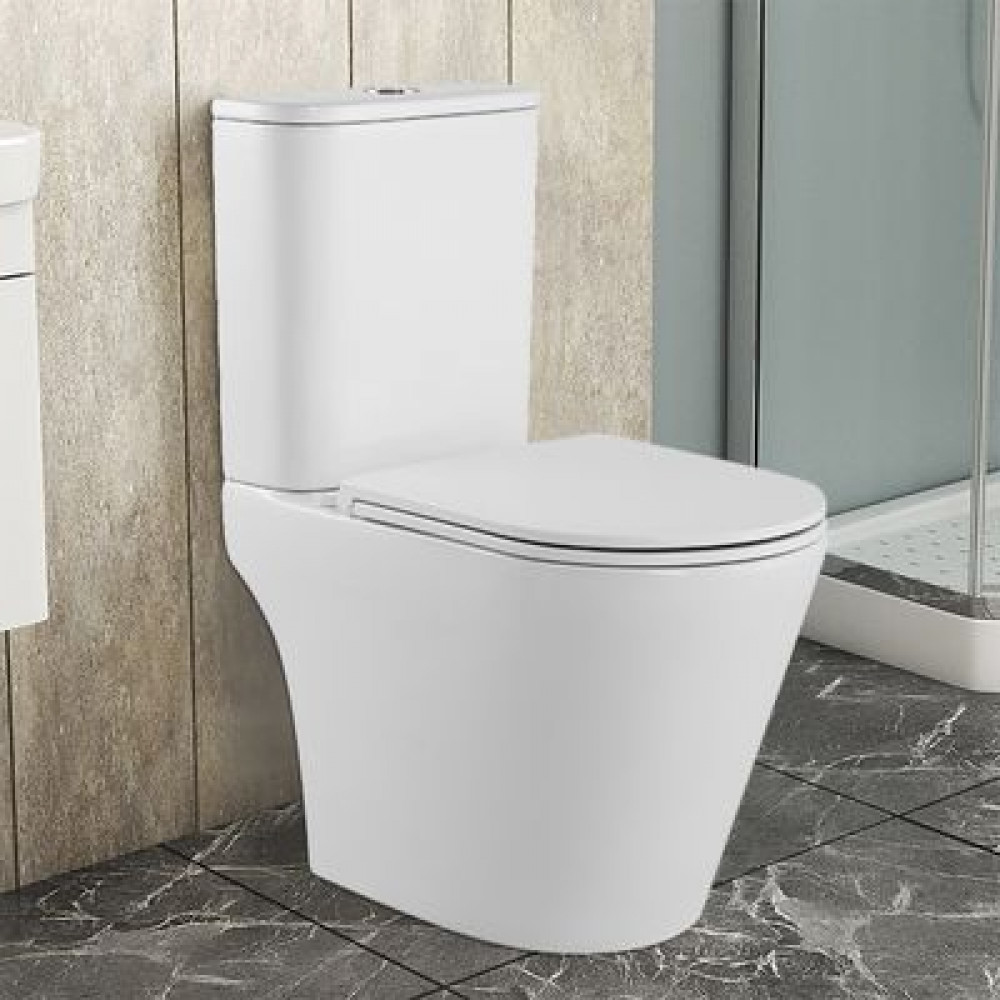 Унитаз-компакт Azario Berton 385х615х805 напольный, безободковый, слив "Торнадо", с быстросъемным сиденьем микролифт (AZ-6093)