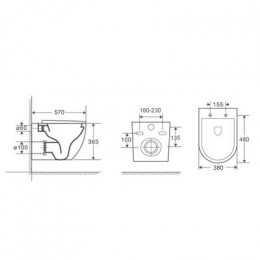 Унитаз подвесной Azario Deya 570х390х355 безободковый, с сиденьем микролифт (AZ-2115)