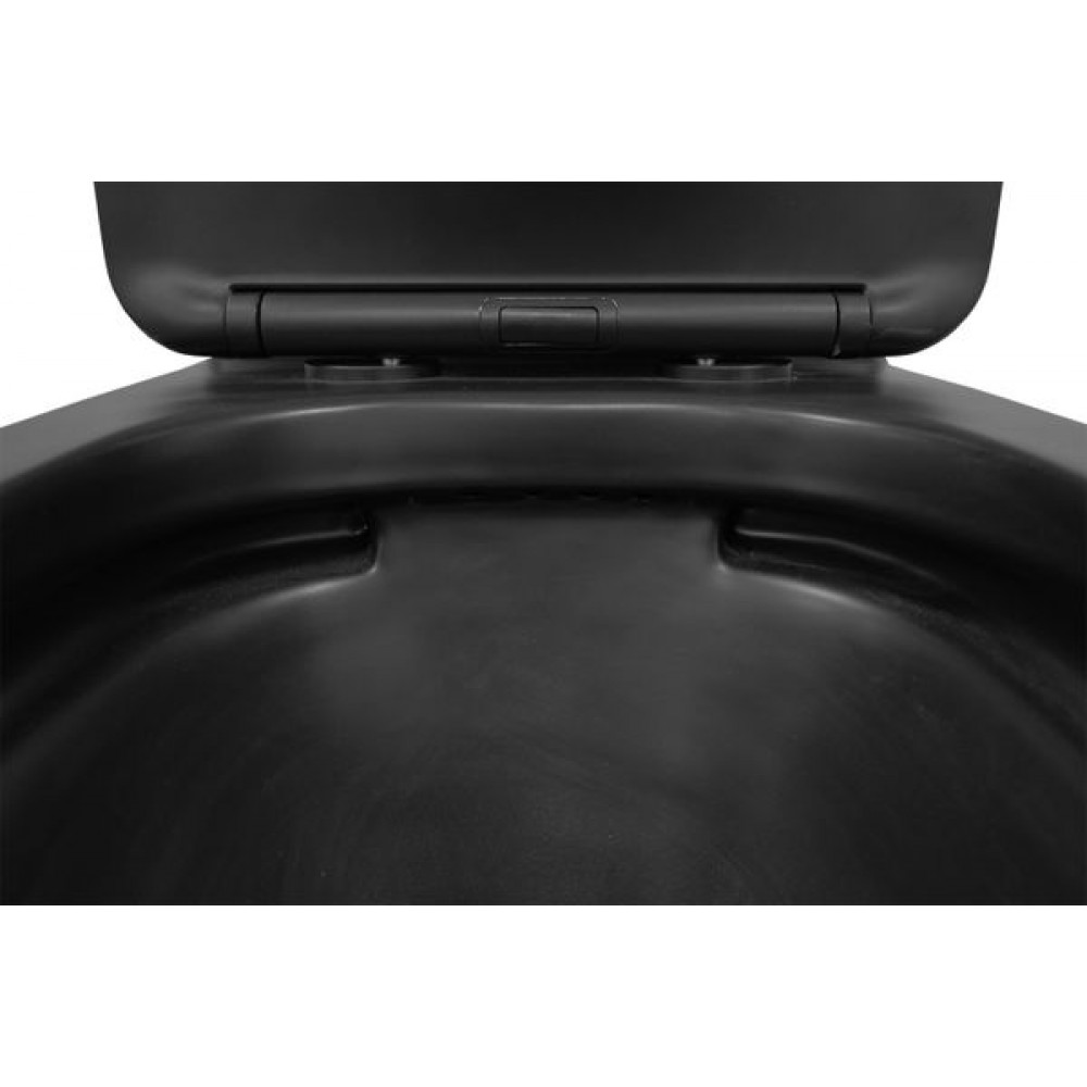 Унитаз-компакт Azario Black Queen 370х605х800 безободковый, с быстросъемным сиденьем микролифт, черный матовый (AZ-8380)