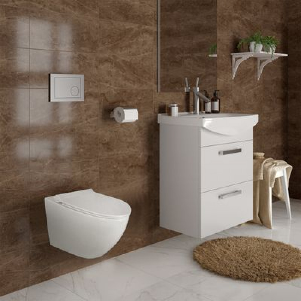 Унитаз подвесной Azario Geno 490х360х360 безободковый, с ультратонким сиденьем микроклифт (AZ2196D)