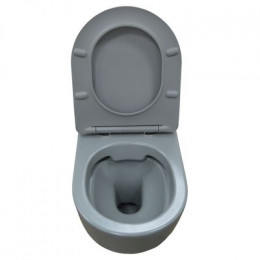 Унитаз подвесной Azario Grado 370х490х370 безободковый, с быстросъемныйм сидением микролифт, серый матовый (AZ-0046 SP MDG)