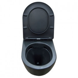 Унитаз подвесной Azario Gloria 480х370х360 безободковый, с сиденьем микролифт, чёрный матовый (AZ-2003MB)