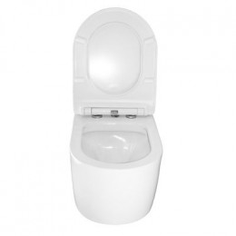 Унитаз подвесной Creo Ceramique RENNES 550х365х370, безободковый с тонким сидением микролифт (RE1100R+RE1001T/AR1001T)