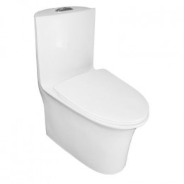 Унитаз моноблок Azario Luna 770x390x710 напольный, горизонтальный слив, сиденье дюропласт микролифт (AZ-1037)