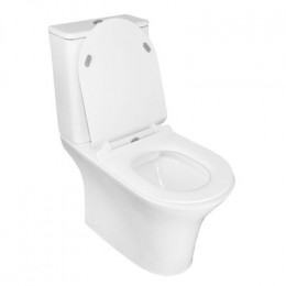 Унитаз-компакт Azario FRETTA ROUND 650х340х770 напольный, безободковый с бачком и сиденьем микролифт (AZ-1217 + AZ-1216)