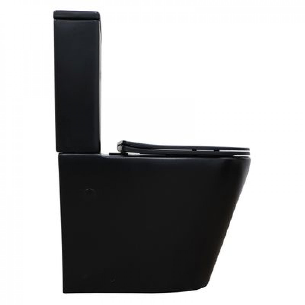 Унитаз-компакт Azario Black Queen 370х605х800 безободковый, с быстросъемным сиденьем микролифт, черный матовый (AZ-8380)
