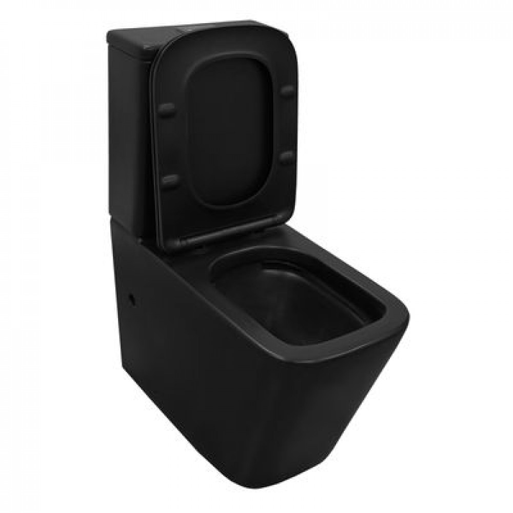 Унитаз-компакт Azario Black King 370х640х810 безободковый, с быстросъемным сиденьем микролифт, черный матовый (AZ-8303D)