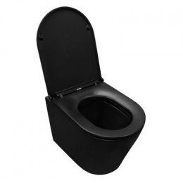 Унитаз подвесной Azario Teramo 515х355х365 безободковый с сиденьем микролифт, черный матовый (AZ -053E-R-MB)