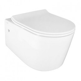 Унитаз подвесной Creo Ceramique RENNES 550х365х370, безободковый с тонким сидением микролифт (RE1100R+RE1001T/AR1001T)