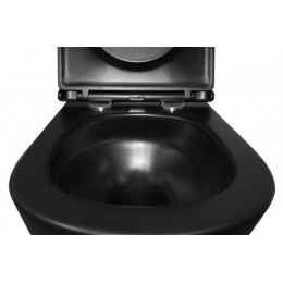 Унитаз подвесной Azario Teramo 355х515х365 смыв "Скрытое торонадо", безободковый, с быстросъемным сиденьем микролифт, черный матовый (AZ-0053-UQ3-MB)