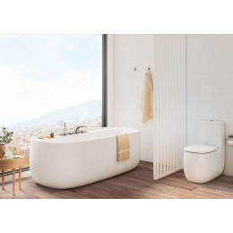 Чаша напольного унитаза Roca BEYOND Rimless с двойным выпуском с установочным комплектом