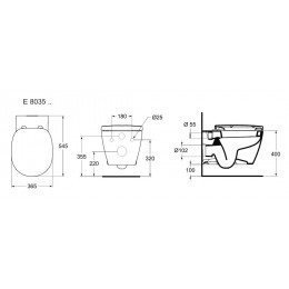 Унитаз подвесной Ideal Standart CONNECT без сиденья и крышки (E803501)
