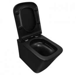 Унитаз подвесной Azario Teramo 490х345х355 безободковый, слив Торнадо, быстросъемное сиденье микролифт, черный матовый (AZ-0052-UQ1MB)