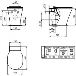 Унитаз приставной Ideal Standard CONNECT AIR AquaBlade® горизонтальный выпуск, белый (E004201)