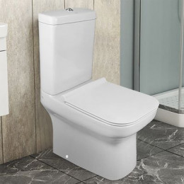 Унитаз-компакт Creo Ceramique ARLES 650х370х820 напольный, безободковый, в комплекте с сиденьем микролифт (AS1003+AS1002R)