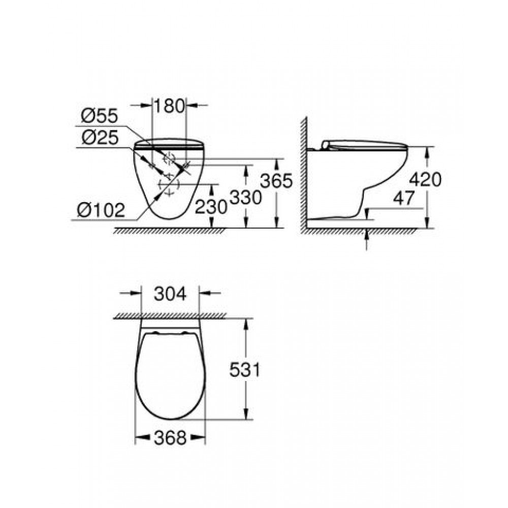 Унитаз подвесной Grohe Bau Ceramic безободковый, с сиденьем микролифт (39351000)