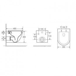 Унитаз подвесной Azario Teramo 480х365х360 безободковый, в комплекте с сидением микролифт, черный матовый (AZ-053E-R-MB SP)