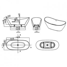 Ванна акриловая Creo Ceramique TOURS 170х730х675 отдельностоящая (TO5001)